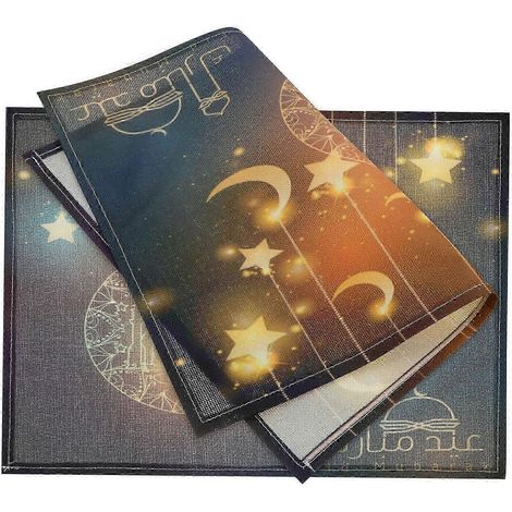 Sets de table isolants Ramadan, multicolores, 45 x 32,5 cm, en lin, antidérapants, lot de 2 (1/5)