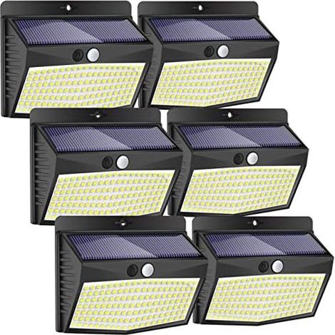 [Lot de 6]Lampe Solaire Exterieur,Peasur 138LED Lumiere Solaire Exterieur avec Detecteur de Mouvement Étanche 3 Modes Eclairage Exterieur Solaire Spot Led Sans Fil pour Jardin,Terrasse,Garage (1/5)