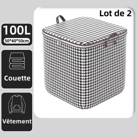 Faltbare und atmungsaktive Aufbewahrungsboxen aus Vliesstoff, 2er-Set, zur Aufbewahrung von Kleidung, Jeans, Kleidungsstücken und Bettdecken (1/4)