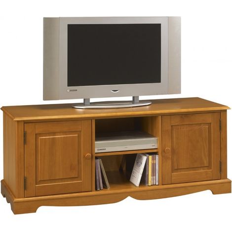 Meuble TV 2 portes de style Anglais en pin miel - AUTHENTIC PIN MIEL (1/5)