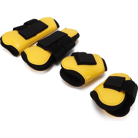 Guêtres de tendon pour cheval, lot de 4, coque en PU, protection antichoc pour l'équitation et le saut, jaune, taille L (1/5)