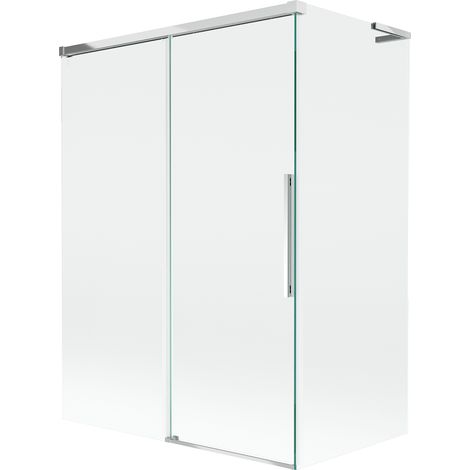 Mexen Rox L Badewannenabtrennung, 2-flügelig, verschiebbar 120 + 70 x 150 cm, transparent, chrom - 8C9L-120-070-01-00
