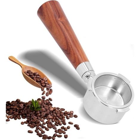 Poignée Sans Fond pour Machine à Café DeLonghi 51 mm en Acier Inoxydable - Portefiltre Réversible Ergonomique (1/4)