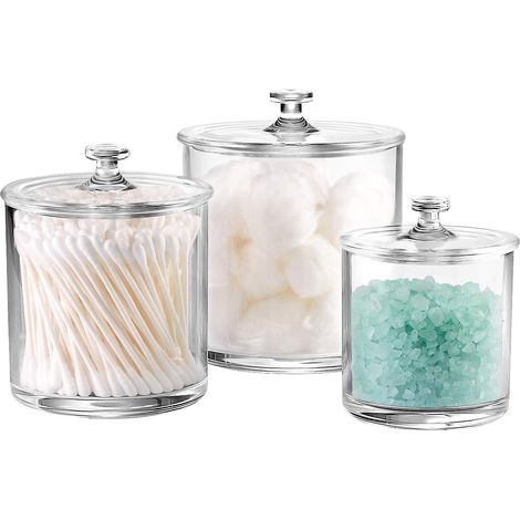 Lot de 3 pots d'apothicaire en acrylique de qualité supérieure, organisateurs de salle de bain (1/5)