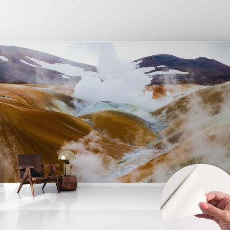 Papier peint adhésif décoratif pour chambre et salon Design moderne à poser facilement Collines volcaniques 416x254 cm (1/5)