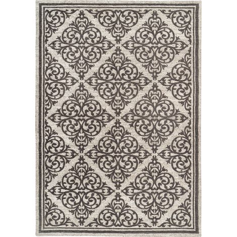Tappeto Davis 100 in ciniglia grigio con trama orientale (1/4)