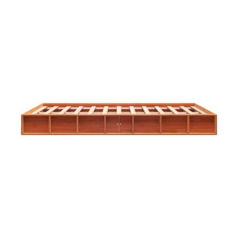 Cadre de lit sans matelas, finition cire brune, 160 × 200 cm, pin massif, pin massif durable, meuble de chambre, design contemporain, montage facile (1/5)