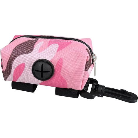 Distributeur de sacs à déjections canines, porte-sacs à déjections canines portable avec fermeture éclair pour laisse (rose)-AquaForge (1/5)