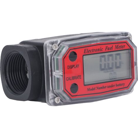 Débitmètre électronique à turbine de 1,3 pouce, affichage numérique, compteur de carburant à engrenages avec batterie 2,3-3,3 V Rouge