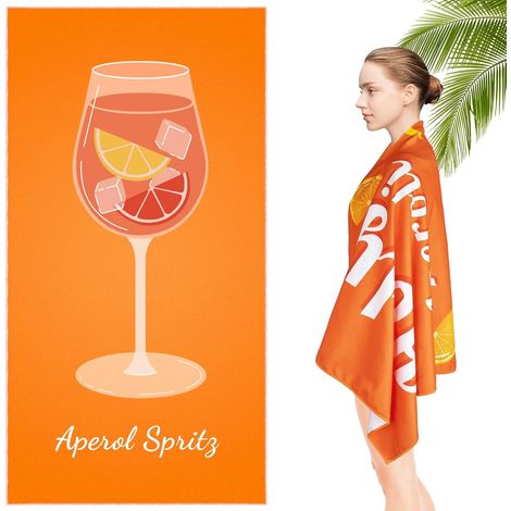 Aperol Serviette de plage, 70 x 140 cm, serviette de plage, serviette de plage, séchage rapide, idée cadeau pour la plage, la salle de sport, les voyages