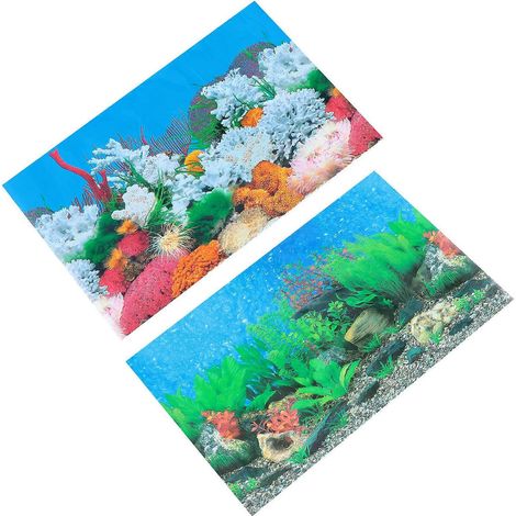 Fond d'aquarium double face en papier adhésif pour aquarium, motif récif corallien (1/5)