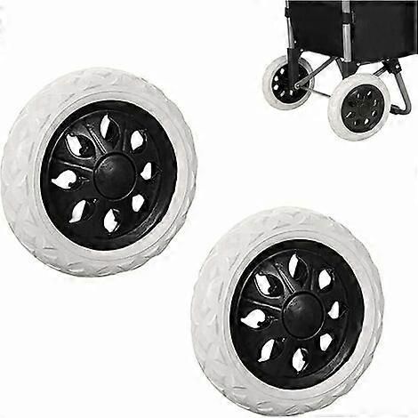 2 roues de rechange en caoutchouc pour chariot de courses, roues en plastique avec mousse, roue de chariot noire au design tendance, pour chariots de courses, chariots, N (1/5)