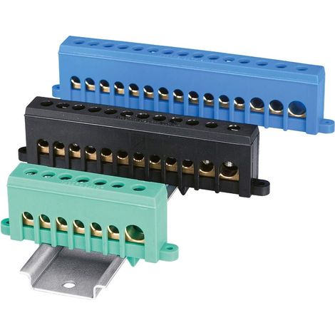 Morsettiera isolata per barra din, 12 contatti, 1x35 mm2 - 1x25 mm2 - 10x16 mm2, nero - Elettrocanali EC890057