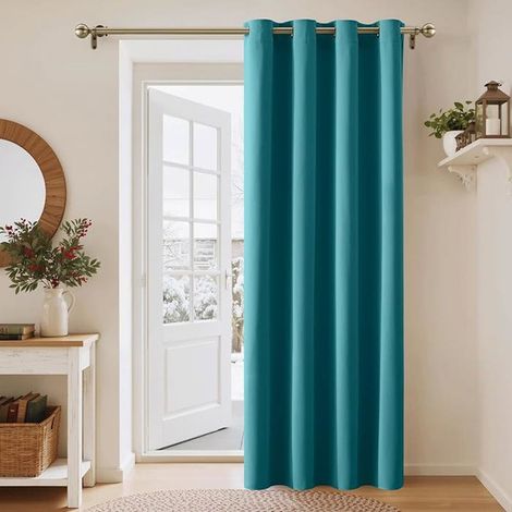 2 pièces Rideau Occultant, Thermique et Décoratif, Rideau de Fenêtre Bleu Canard, 132 x 210 cm, pour Chambre ou Salon (1/5)