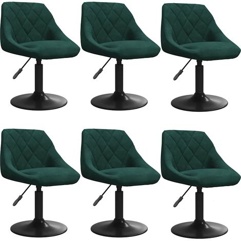 Chaises pivotantes à manger  Chaise de cuisine lot de 6 vert foncé velours (1/5)