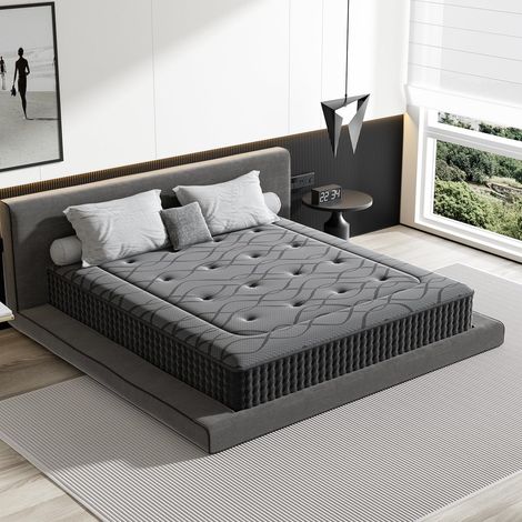 Dewinner – Matelas hybride 140 x 200 cm – Mousse à mémoire de forme 30 cm – Ressorts ensachés – Excellente respirabilité – Absorbant l'humidité