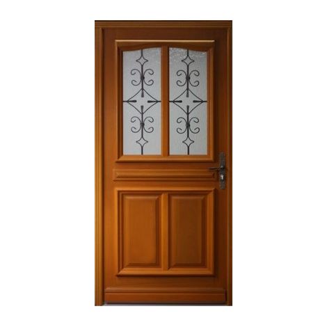 Porta d'ingresso in legno esotico - Dimensioni 200 X 80 a sinistra a spinta (dimensioni della tabella) (1/5)
