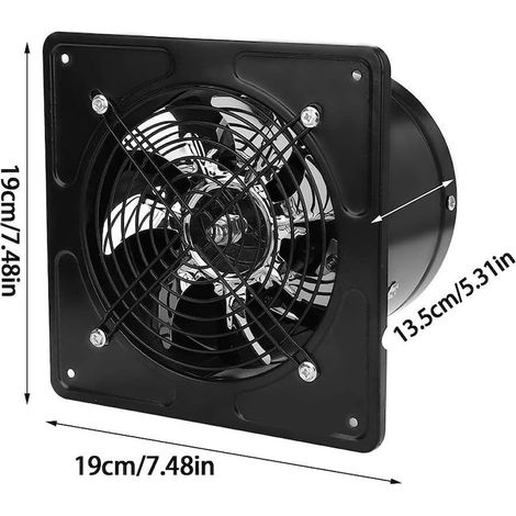 Ventilator de extractie, QttvbTna, 40W, Metal, alb/negru, 19x19x13,5cm (1/4)
