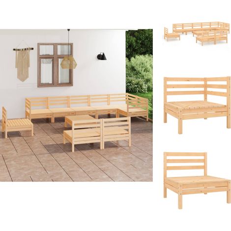 Gartenmöbel-Sets - Living 10-tlg. Garten-Lounge-Set Massivholz Kiefer (1/5)