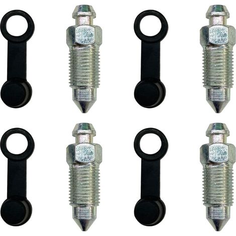 4 Pièces Vis de Purge d'étrier Frein de Moto Vis de Mamelon de Purge M10x1mm avec Capuchon Anti-poussière pour Motos Voitures Pompes de Frein (1/5)