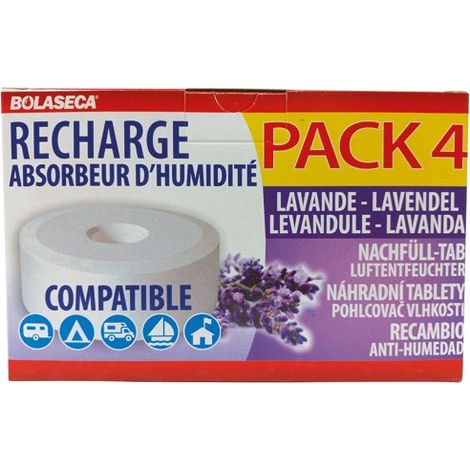 BOLASECA - Recharge absorbeur humidite galets 4 x 450g lavande