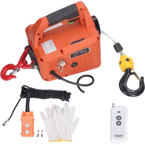 Paranco elettrico portatile con argano elettrico e gru con telecomando, capacità 500 kg, altezza massima di sollevamento 7,6 m, spina UK 220 V da 1500 W. (1/5)