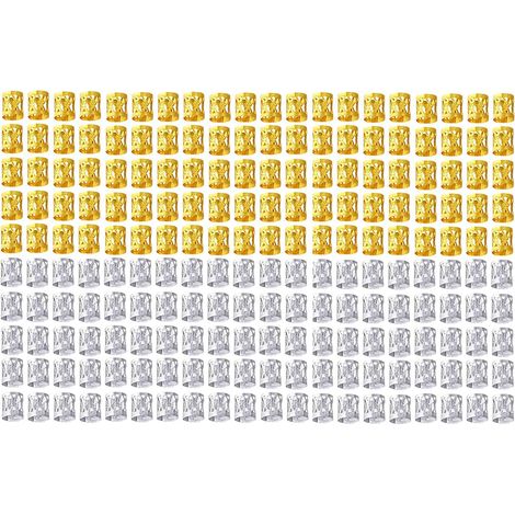 200 piezas de joyería para el cabello, anillos de aluminio para trenzas, joyas de oro, anillos, trenza africana (oro y plata) (1/5)