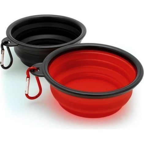 Faltbare Schüssel – igadgitz – 2er-Set – Lebensmittelechtes Silikon – Ideal für unterwegs – Rot und Schwarz
