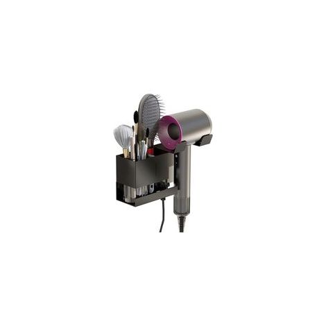 Support Mural Sèche-Cheveux en Métal Noir, Fixation Universelle pour Dyson Supersonic et Autres Modèles, Design Moderne et Robuste