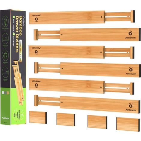 Schubladentrenner Verstellbar Bambus 10 Pcs Organizer Küche Kommode Schlafzimmer (1/5)