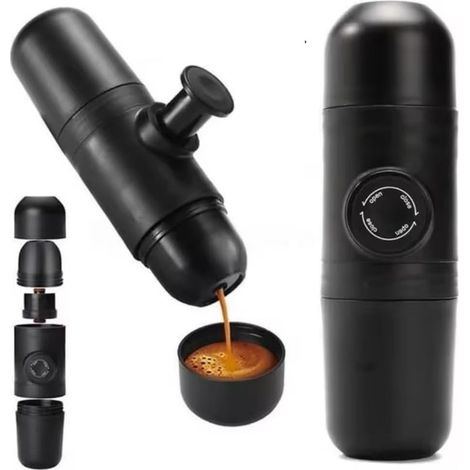 Générique Mini Machine à Café Portable – Cafetière Expresso Manuelle à Pression – Facile à Utiliser & Nettoyer – 1 Tasse en 30 sec (1/5)