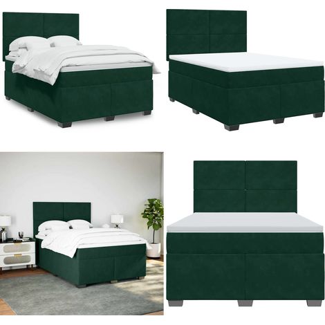 Boxspringbett mit Matratze Dunkelgrün 140x190 cm Samt - Samtbett - Boxspringbett - Doppelbett - Bettsofa - Schlafsystem - Home & Living (1/5)