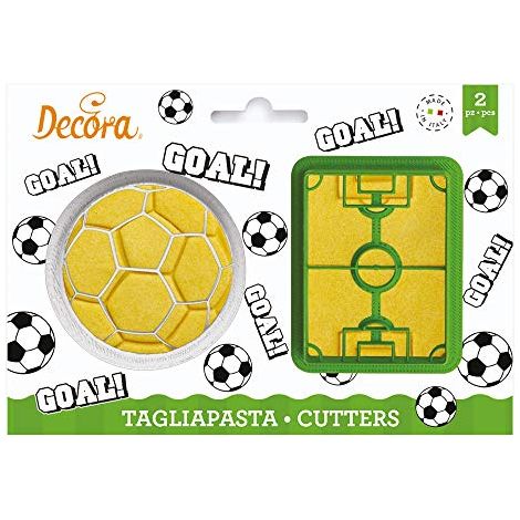 Decora 0255048 Set 2 Tagliapasta Calcio, Pallone e Campo di Calcio, Il Kit Ideale per Creare Decorazioni in Pasta di Zucchero o di Gomma, Made in Italy, Design originale. Confezione da 2 pezzi. (1/3)