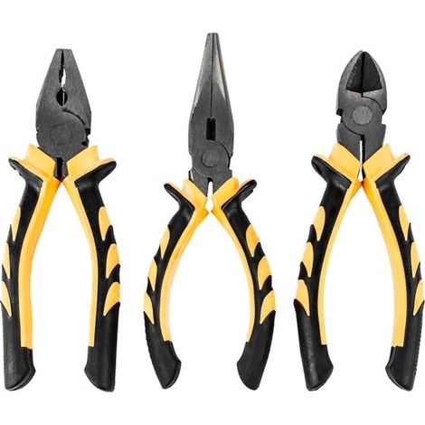 3-Piece Soft Grip Pliers Set for DIY Projects-Durable Hardened Steel Construction with Rubber Grips,Ideal for Home and Work