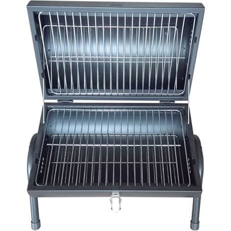 Barbecue portatile doppia griglia grande rettangolare a carbone cuoci arrosticini fornacella per arrosti spiedini carne pesce (1/5)