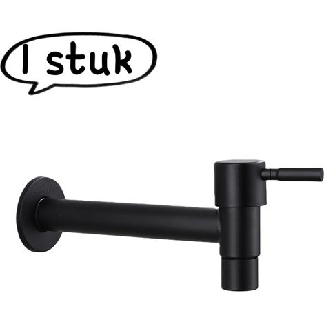 Robinet d évier à serpillière en acier inoxydable 304 noir 10 à 13 cm eau froide monocommande G1/2 pour salle de bain jardin et évier à serpillière (1/5)