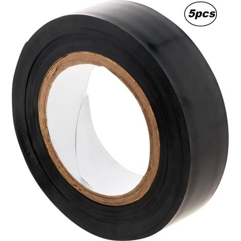 5 Rouleau de film 18 mm x 10 m - Ruban isolant en PVC noir ignifuge et résistant à la tension