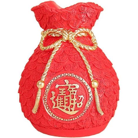 Chinesische Fu-Blumenvase, Fu-Metalleimer, dekorativer Tischblumentopf, traditionelles Ornament. (95 Zeichen)