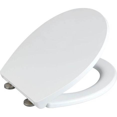 Abattant WC avec frein de chute 'Easy Close' Ostuni, abattant WC clipsable Fix Clip avec fixation inox, capacité de charge jusqu'à 300kg, thermoplastique, 37 x 44,5 cm, blanc (1/5)