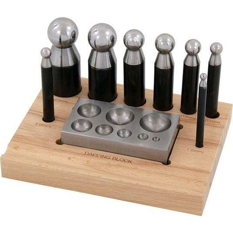 9PC Doming Block and Punch Set Steel Dapping Craft Metal Shaping Tool Kit CT5114