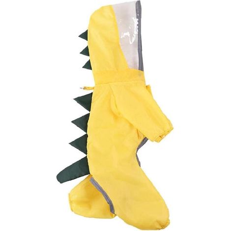Chien Imperméable À Capuche Animal De Compagnie Dessin Animé Dinosaure Imperméable Veste Chat Chiot Cape Jaune L (1/5)