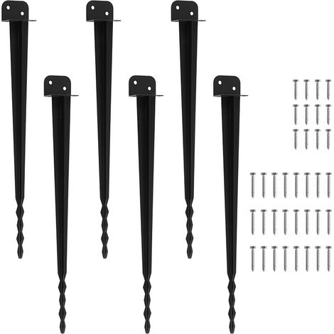 Wolketon Einschlagbodenhülse 6 St., 700 mm, 55 mm, pulverbeschichtet, Pfostenträger für Holzpfosten, Zaun, Sichtschutz und Gartenprojekte