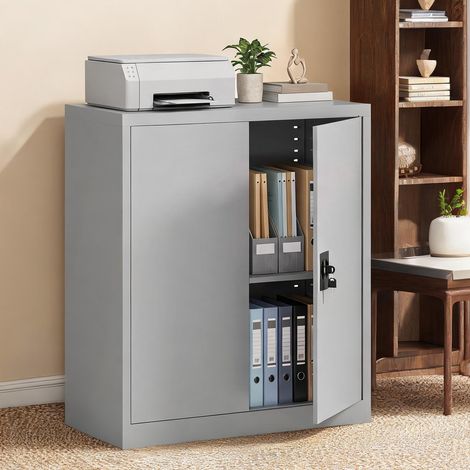 Meuble de rangement de bureau coloris gris 80 x 40 x 92,5 cm (1/5)