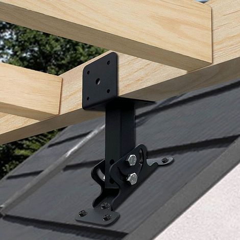 Verstellbarer, sattelförmiger Rahmenbausatz mit robuster Dachbefestigungshalterung, geeignet für Gartenhäuser, Dächer, Terrassen und Pergolen passend für 4x4- und 4x6-Holzbalken. (1/5)