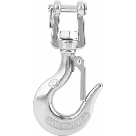 Stainless steel swivel eye hook with latch - Loading hook - Safety hook - Rigging accessory - Working load: 650 kg (1/5)