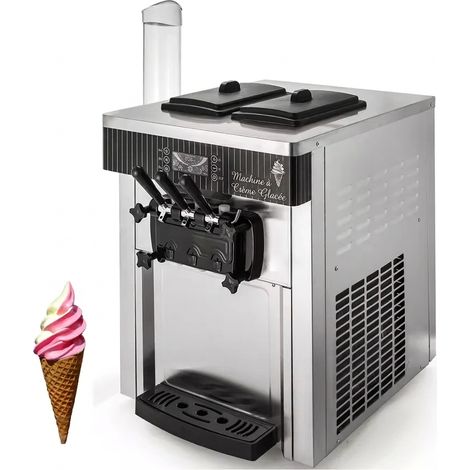 Machine à glace italienne commerciale 2200W, 20-28 L/h, 2 cuves 6 L, 3 saveurs, inox 304, nettoyage en un clic (1/5)