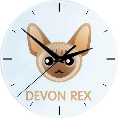 Reloj Devon Rex de MDF con gráficos e inscripción de Art-Dog (1/4)