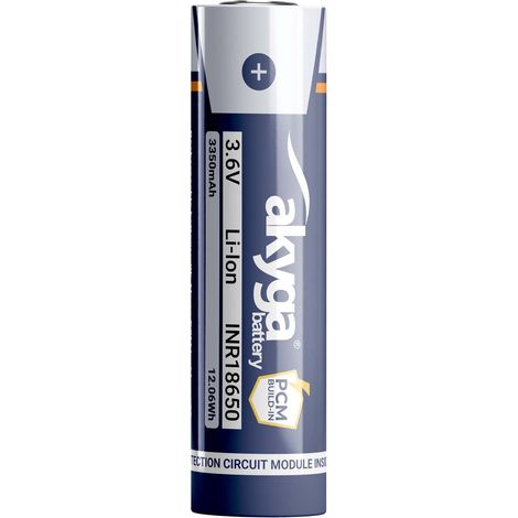 Li-Ion-Akku INR18650 Akyga AKY2462 3,6 V / 3350 mAh mit Schutz (1/2)
