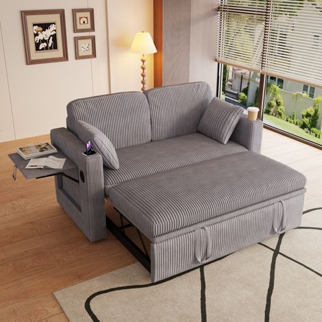 sofá cama 3 en 1 convertible con mesa gris OKMYHOME (1/5)