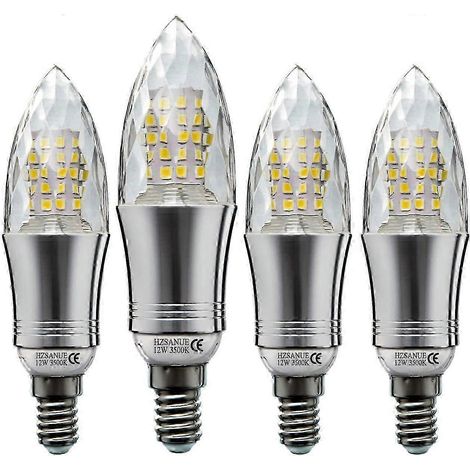 Lot de 4 ampoules LED E14 12W, équivalent à 100W incandescent, blanc chaud, petit culot à vis Edison 2025 (1/5)